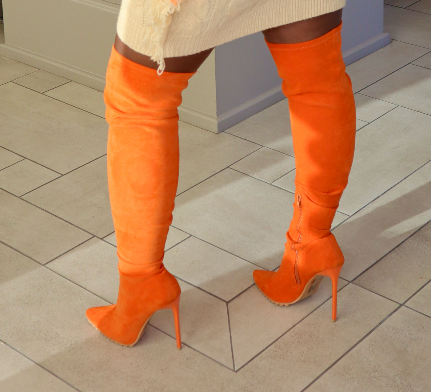 Fanta Orange Thigh High Boots