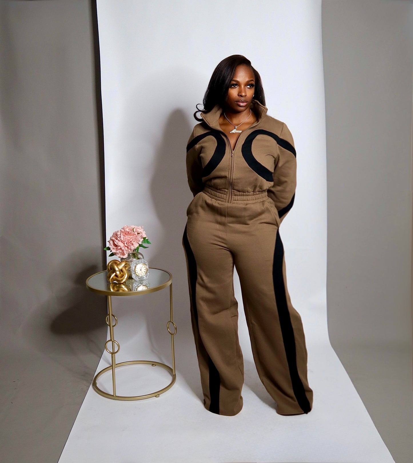 Mocha Swirl Fleece Jumpsuit