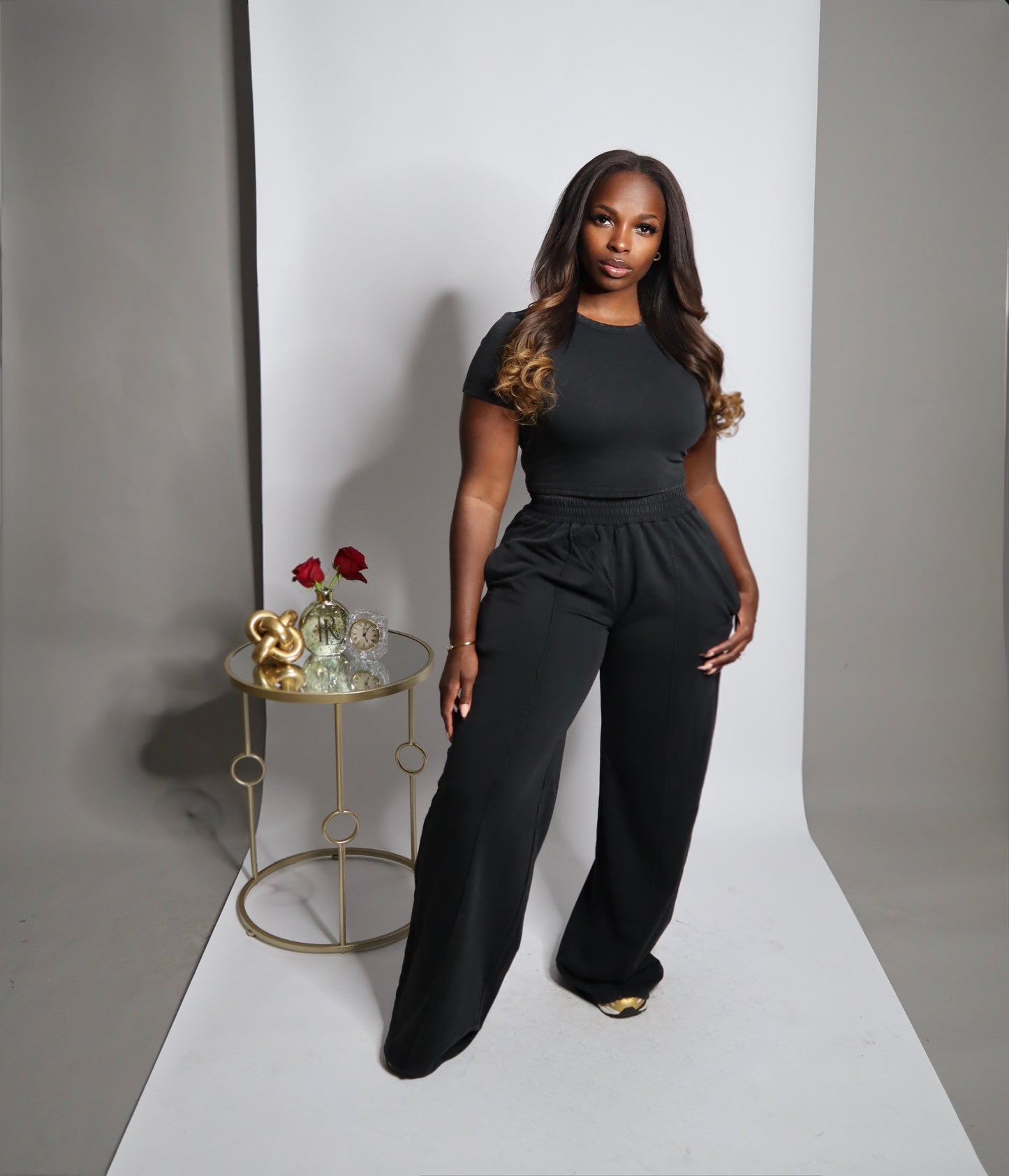 Black Acid Wash Set