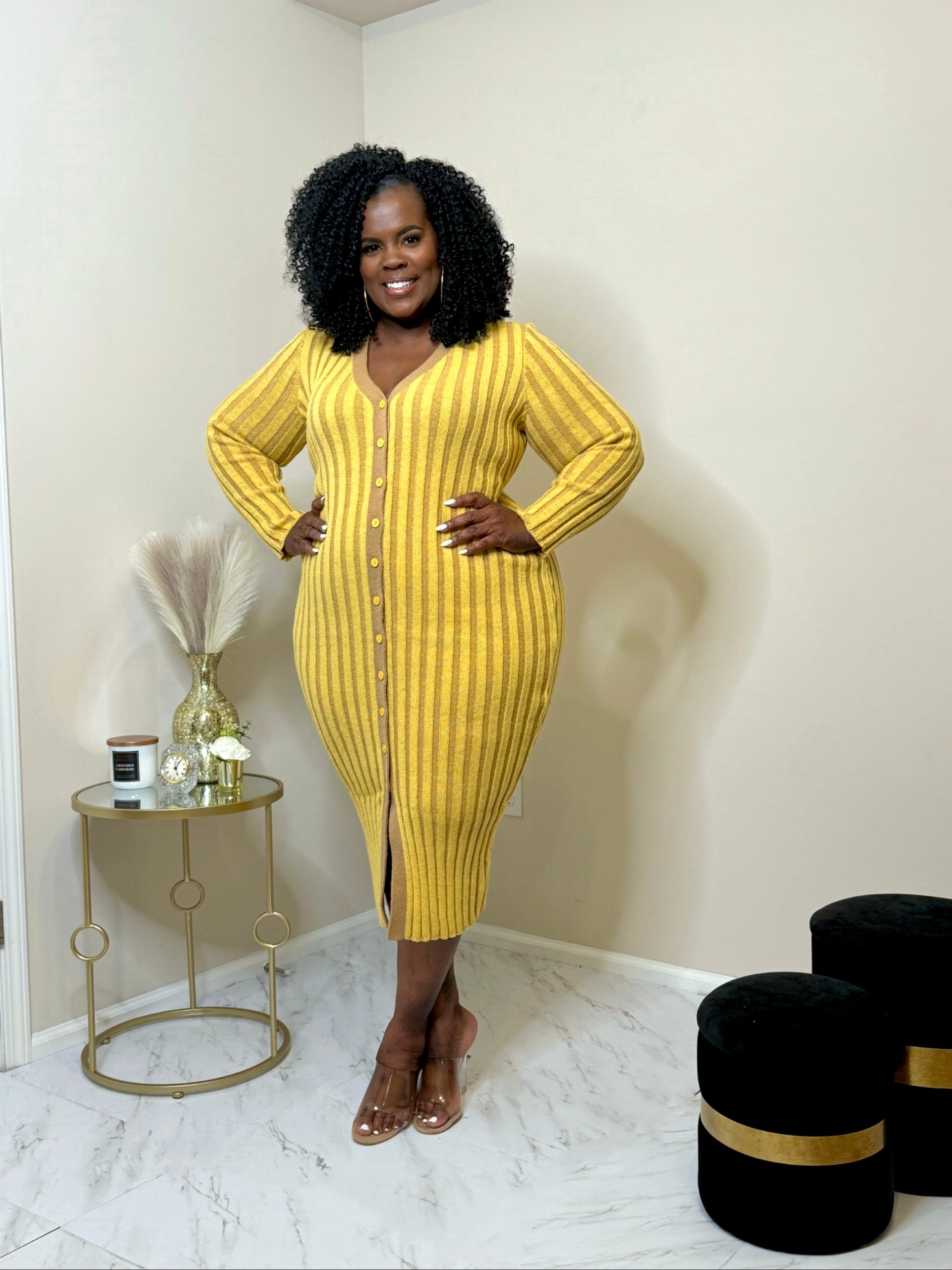Sunflower Knit Sweater Dress – The Contour Closet
