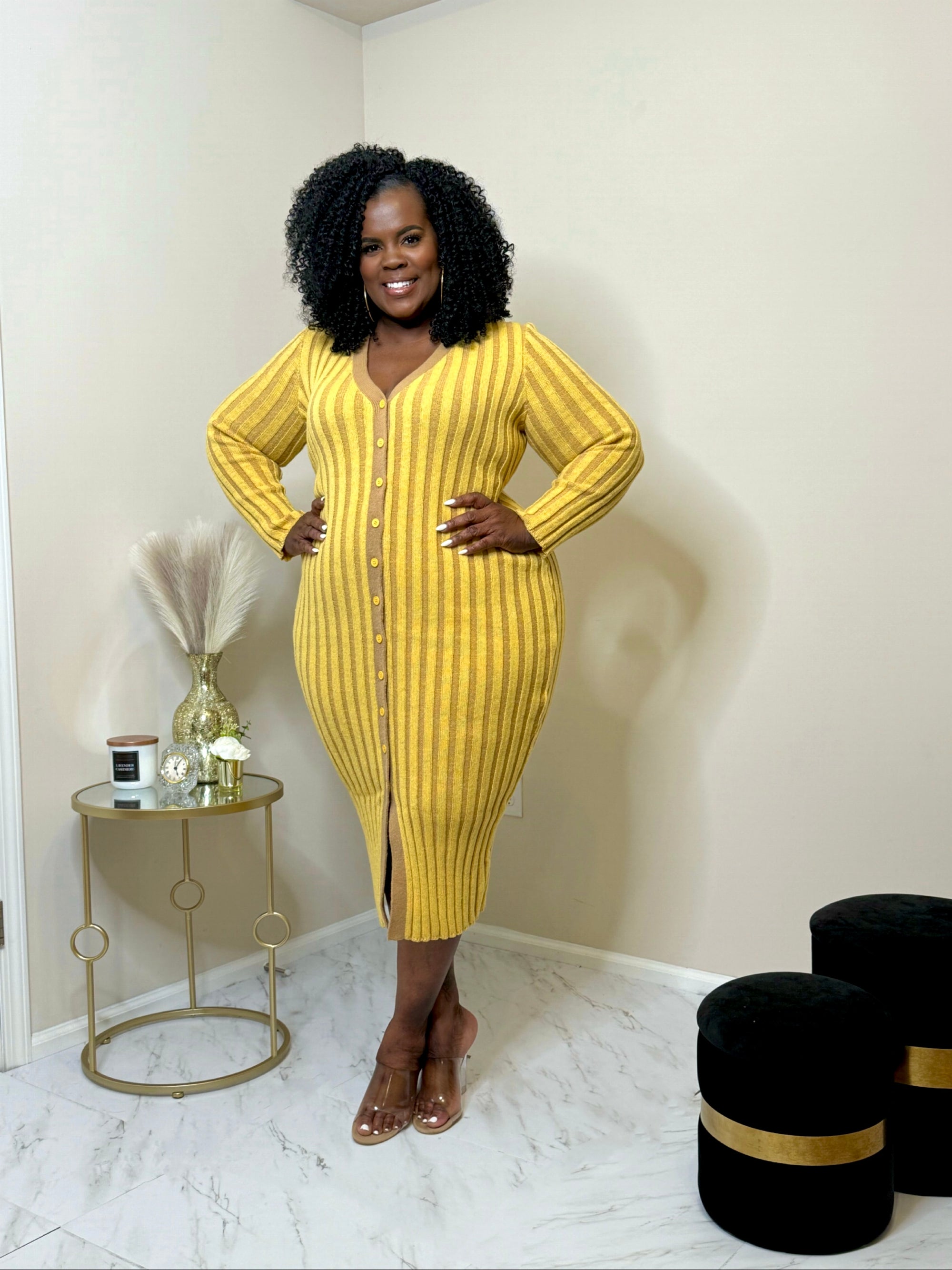 Sunflower Knit Sweater Dress – The Contour Closet