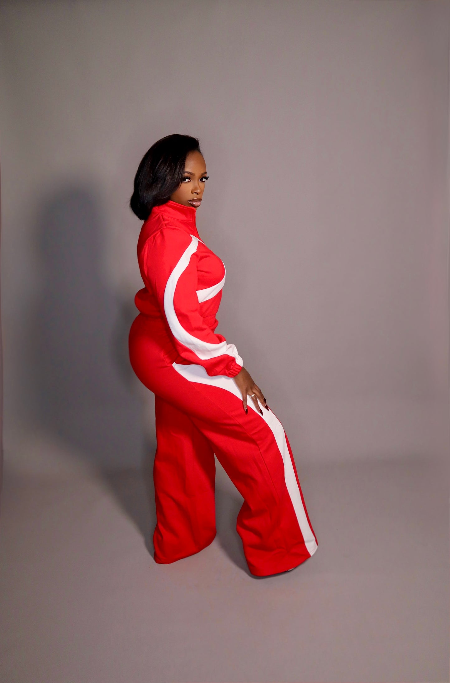Red Swirl Fleece Jumpsuit