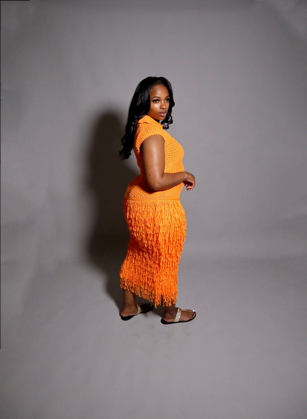 Amiya Crochet Dress- Orange
