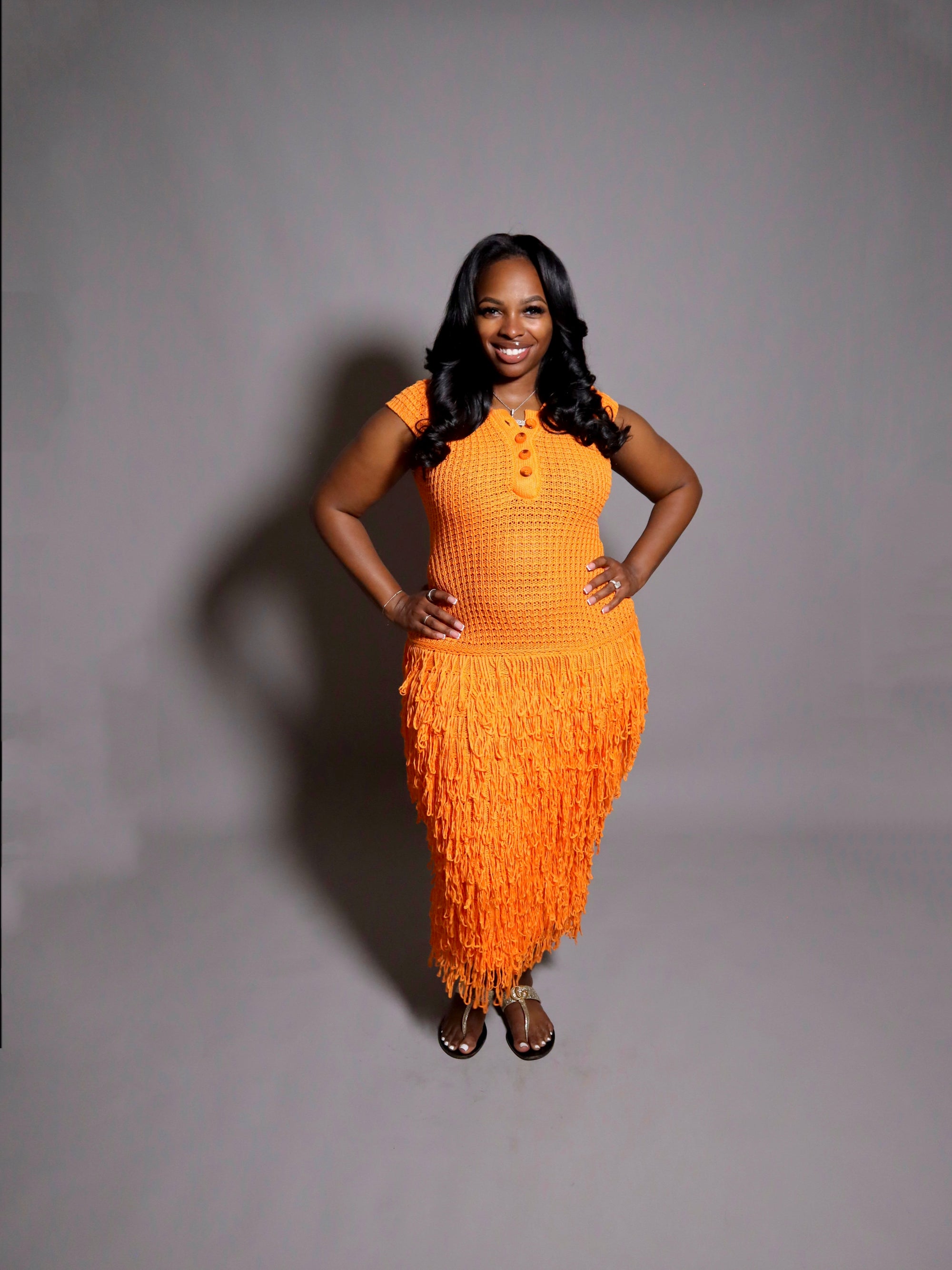 Amiya Crochet Dress- Orange