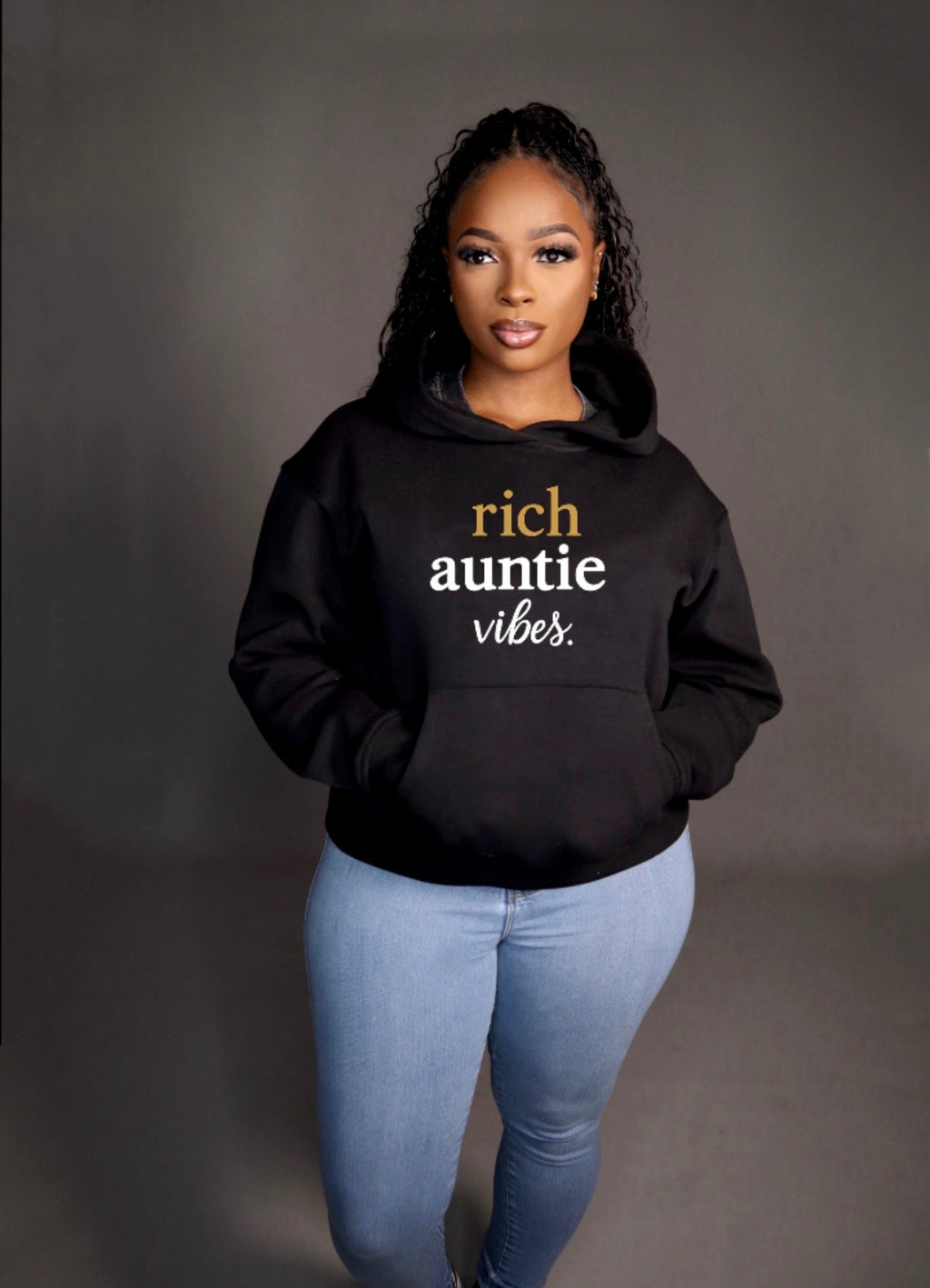 Rich Auntie Hoodie- Black
