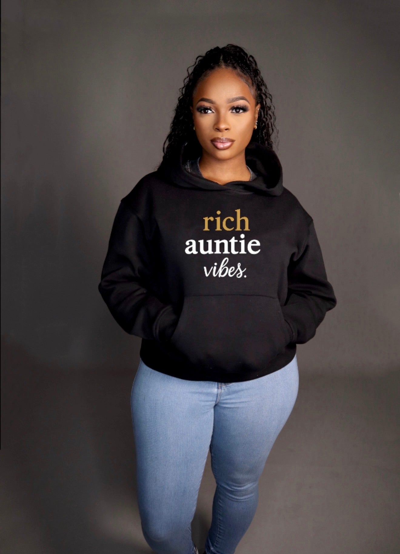 Rich Auntie Hoodie- Black