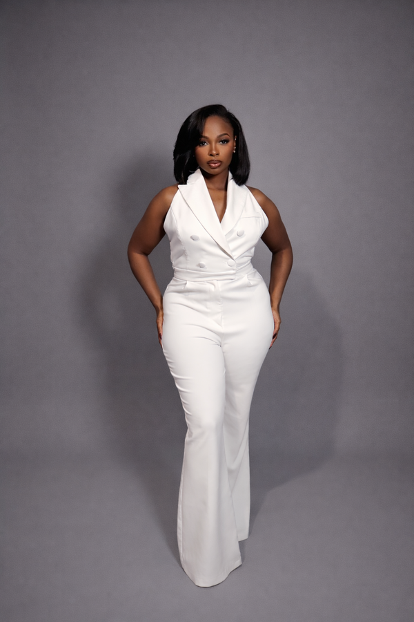 Blanco Tuxedo Jumpsuit