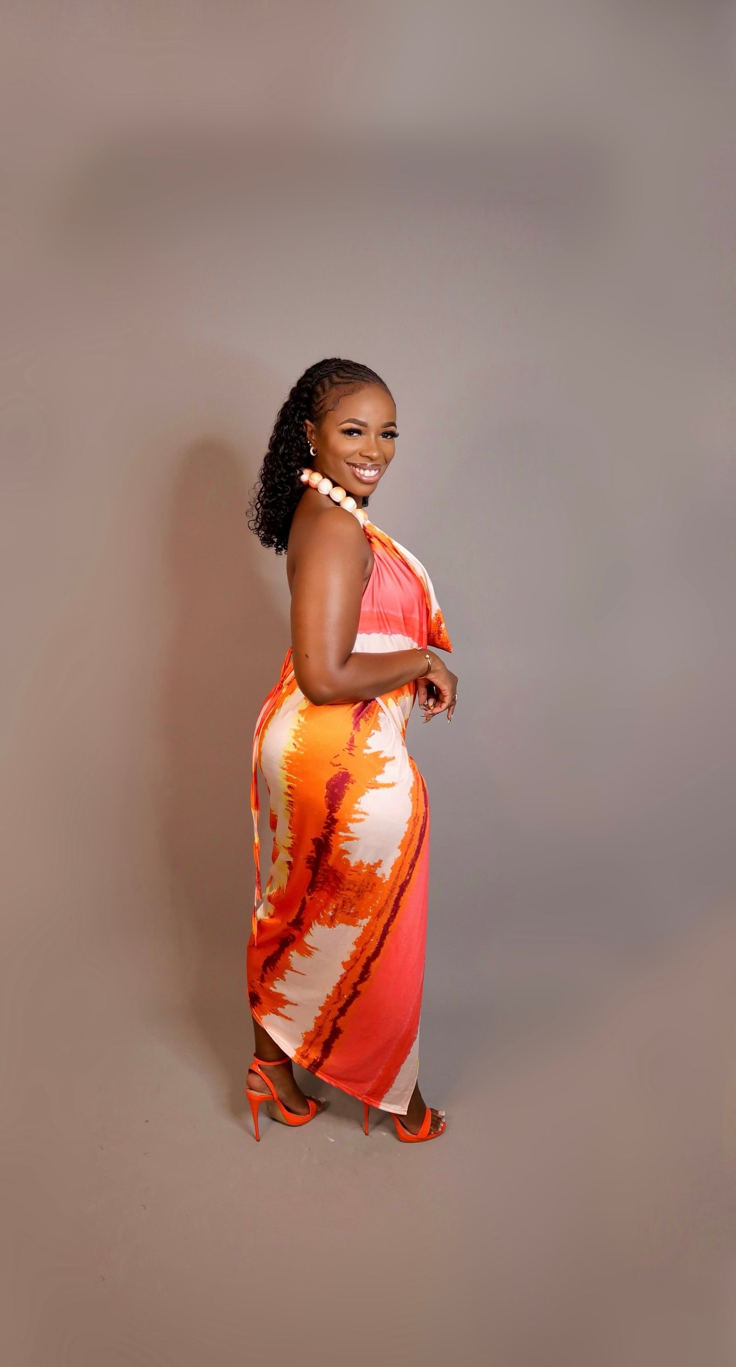 Delilah Chiffon Dress - Orange