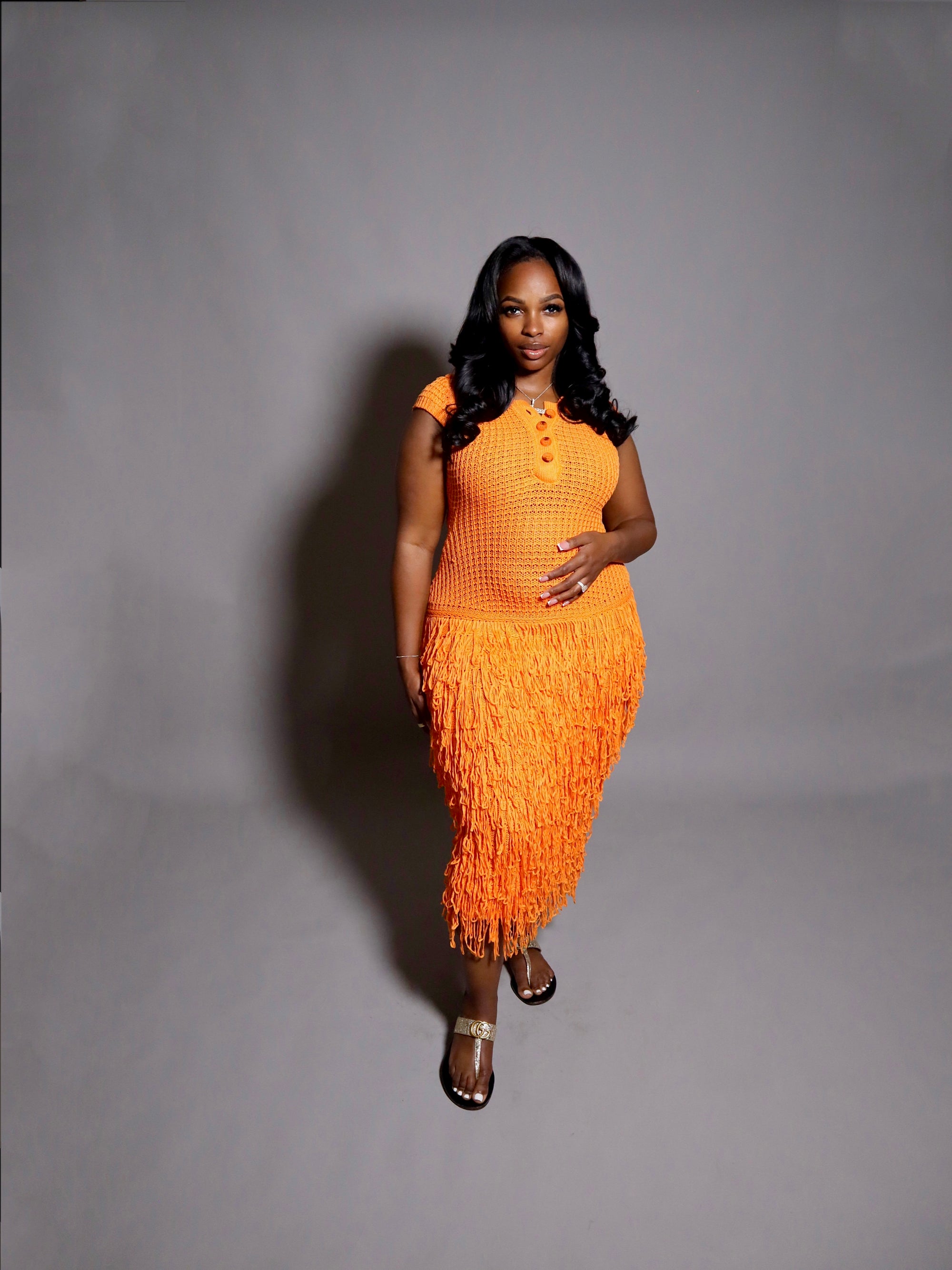 Amiya Crochet Dress- Orange