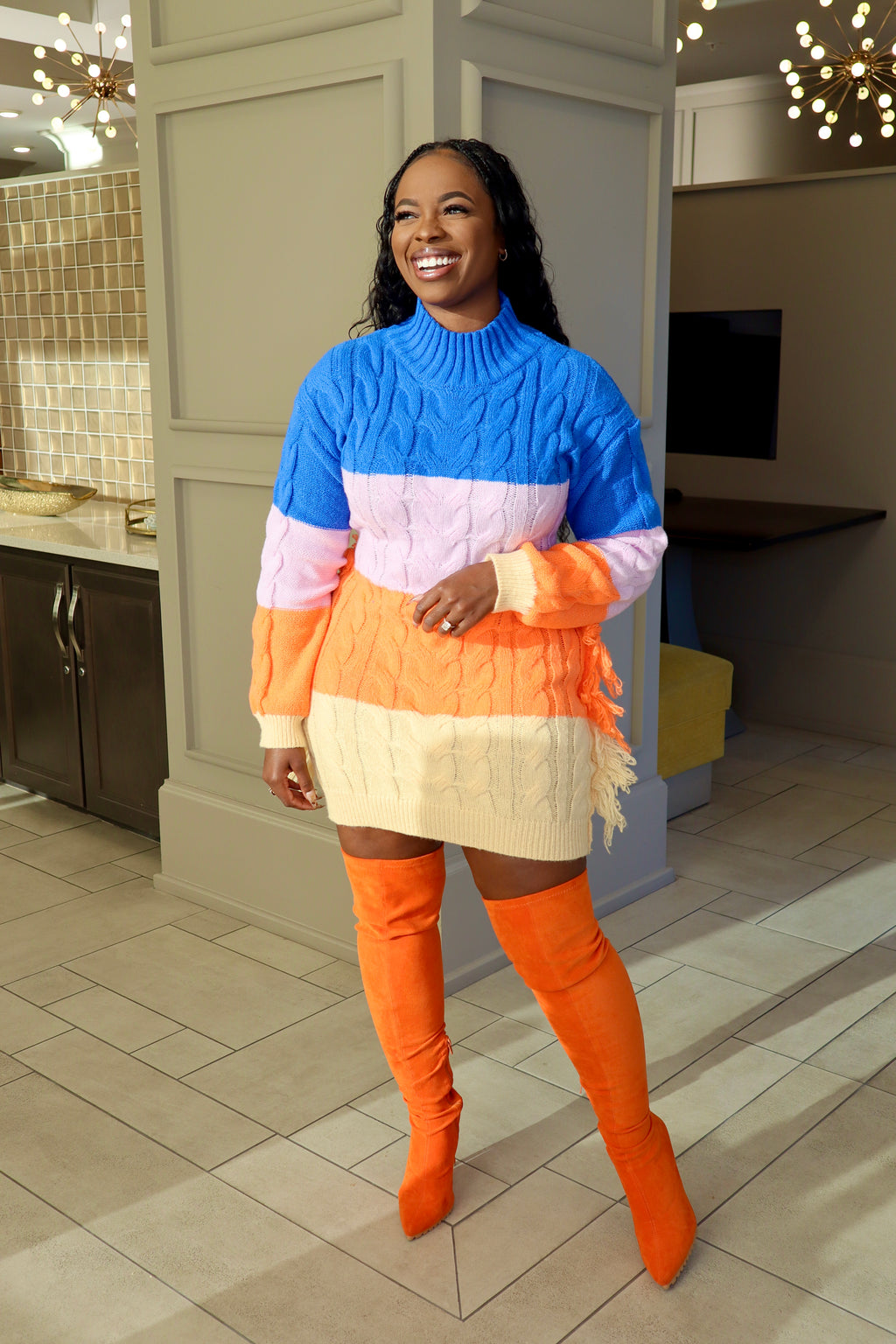 Fanta Orange Thigh High Boots