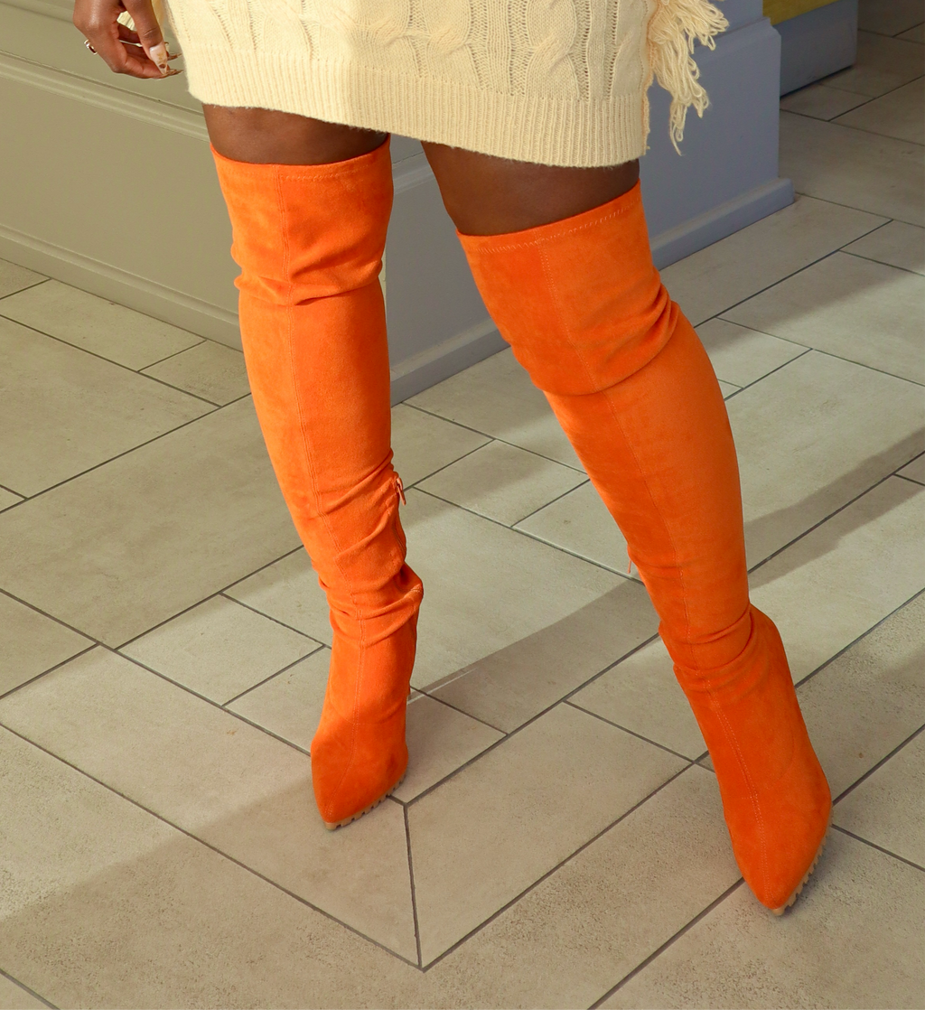 Fanta Orange Thigh High Boots
