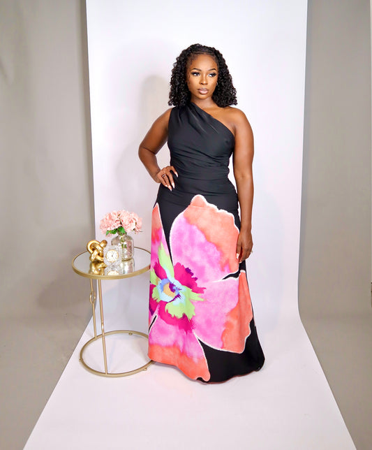 Charcoal Blossom Dress