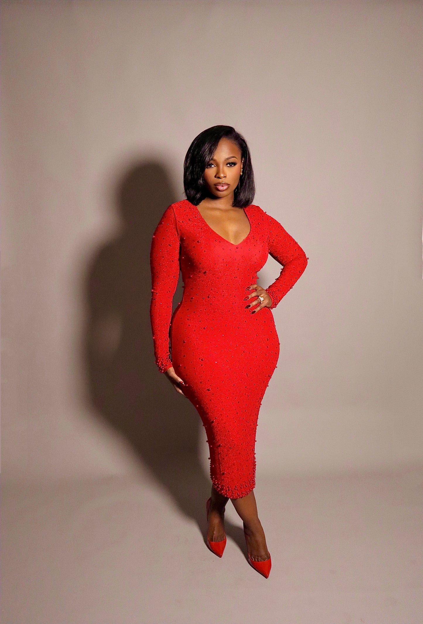 Mona Lisa Pearl Midi - Red