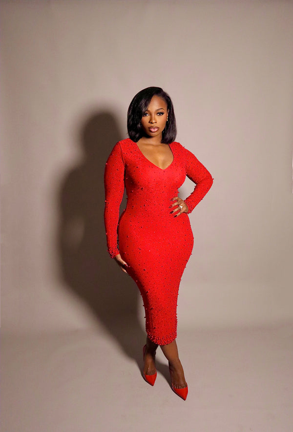 Mona Lisa Pearl Midi - Red