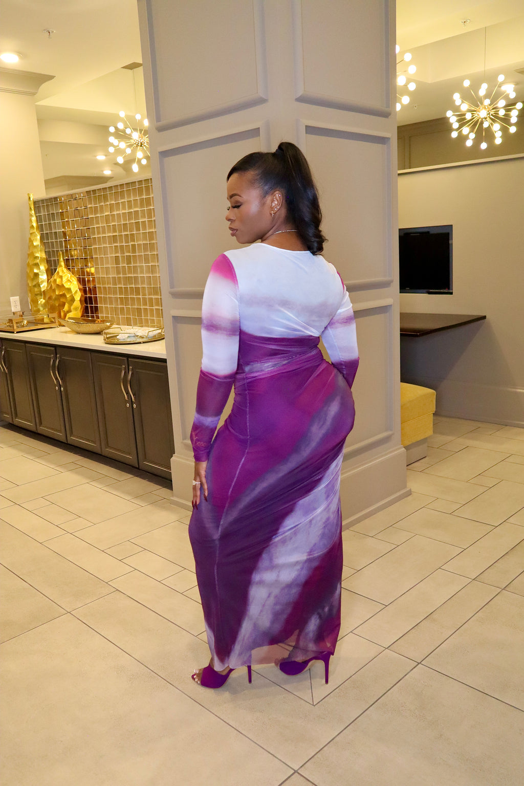 Plum Ruched Bodycon Dress