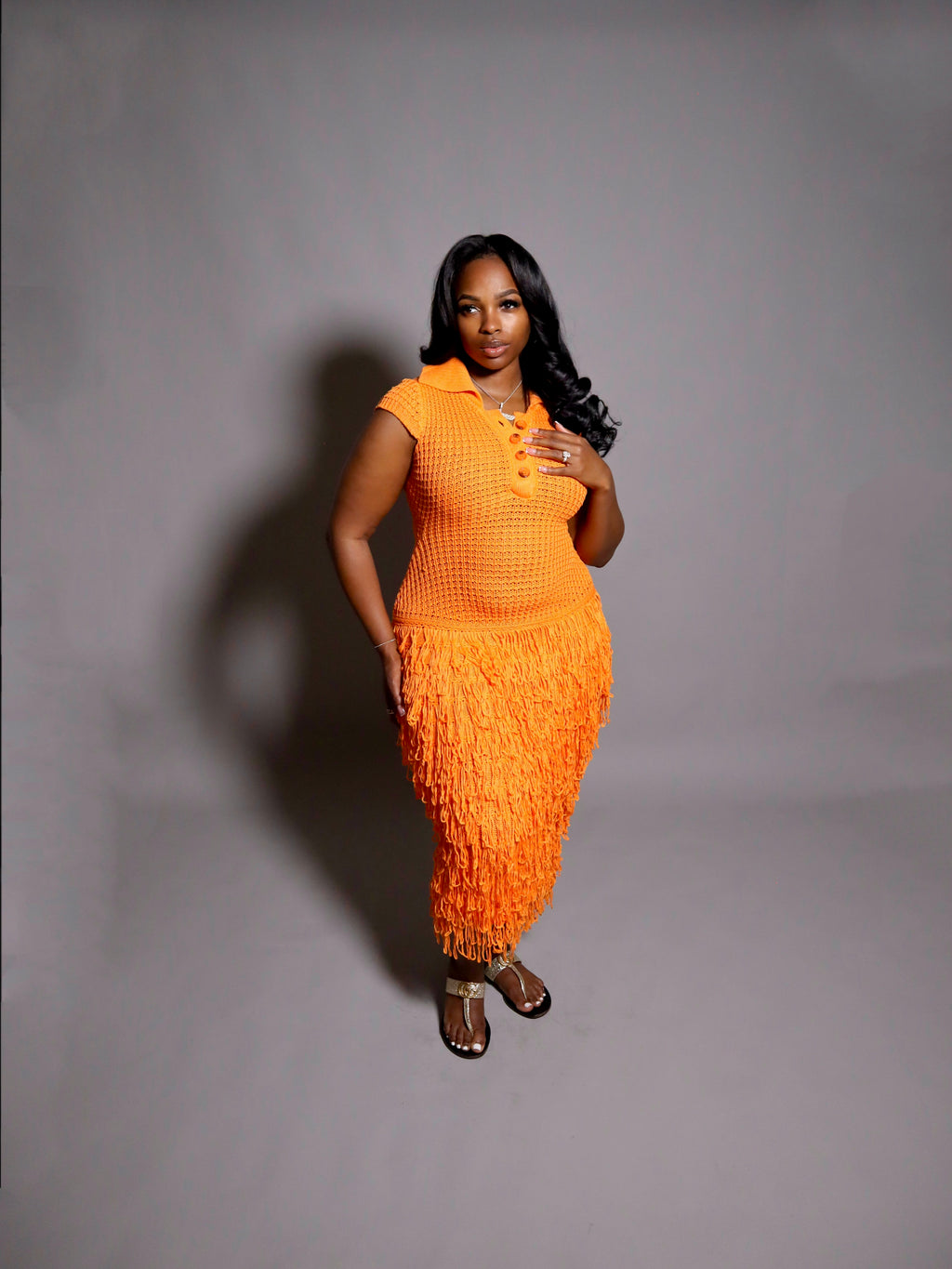 Amiya Crochet Dress- Orange