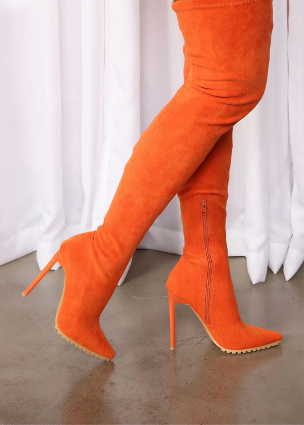 Fanta Orange Thigh High Boots