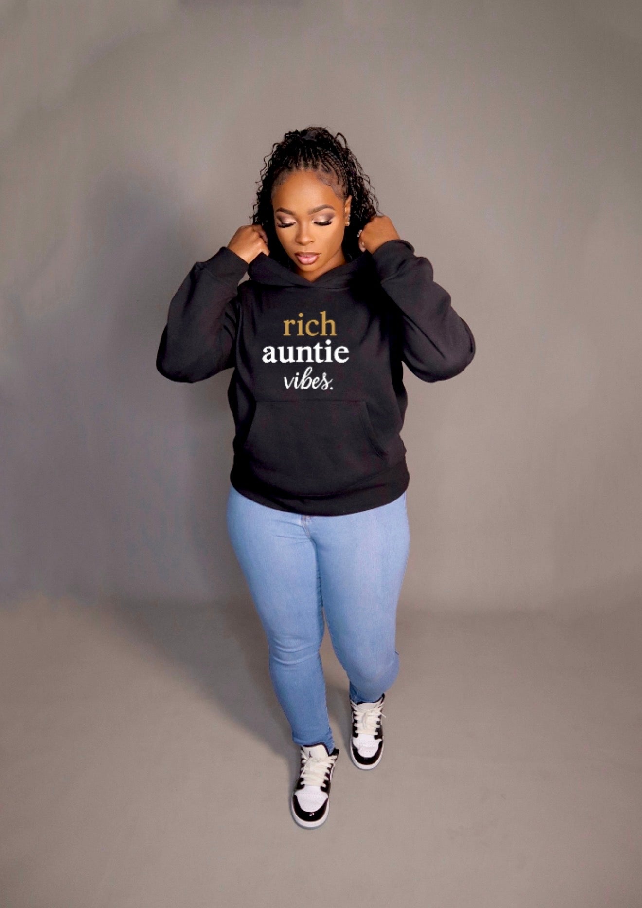 Rich Auntie Hoodie- Black