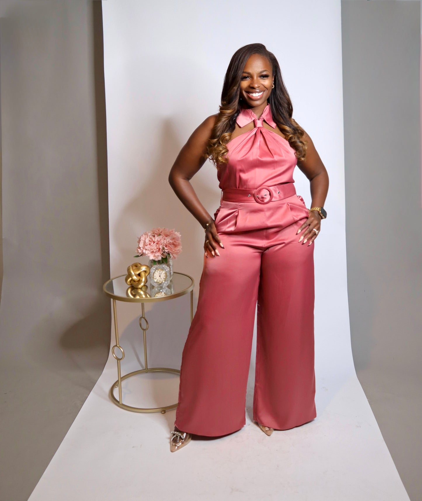 Mrs. Smith Silk Jumpsuit - Mauve