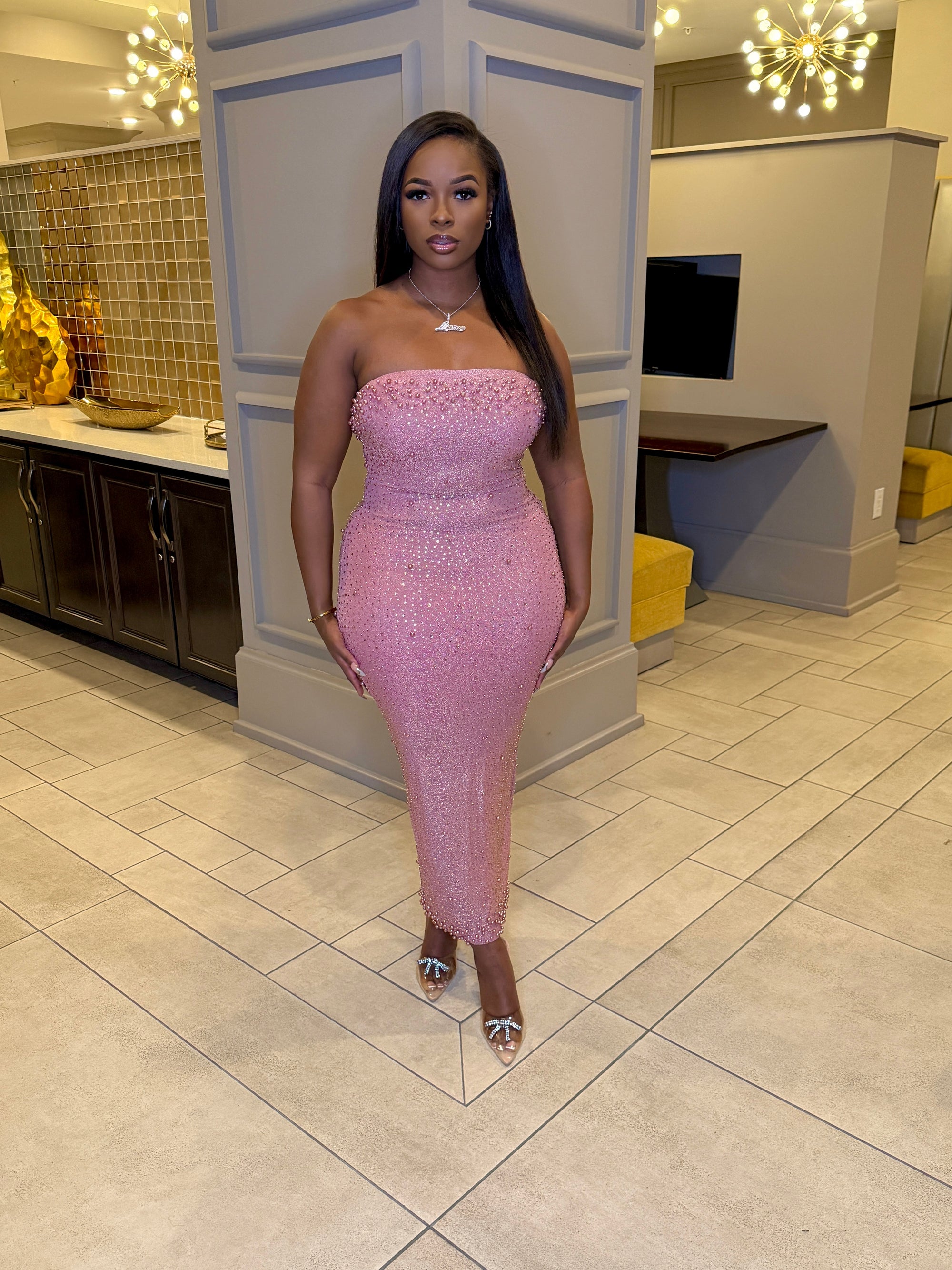 Mauve Pearl Rhinestone Dress – The Contour Closet Mauve Pearl Rhinestone Dress – The Contour Closet