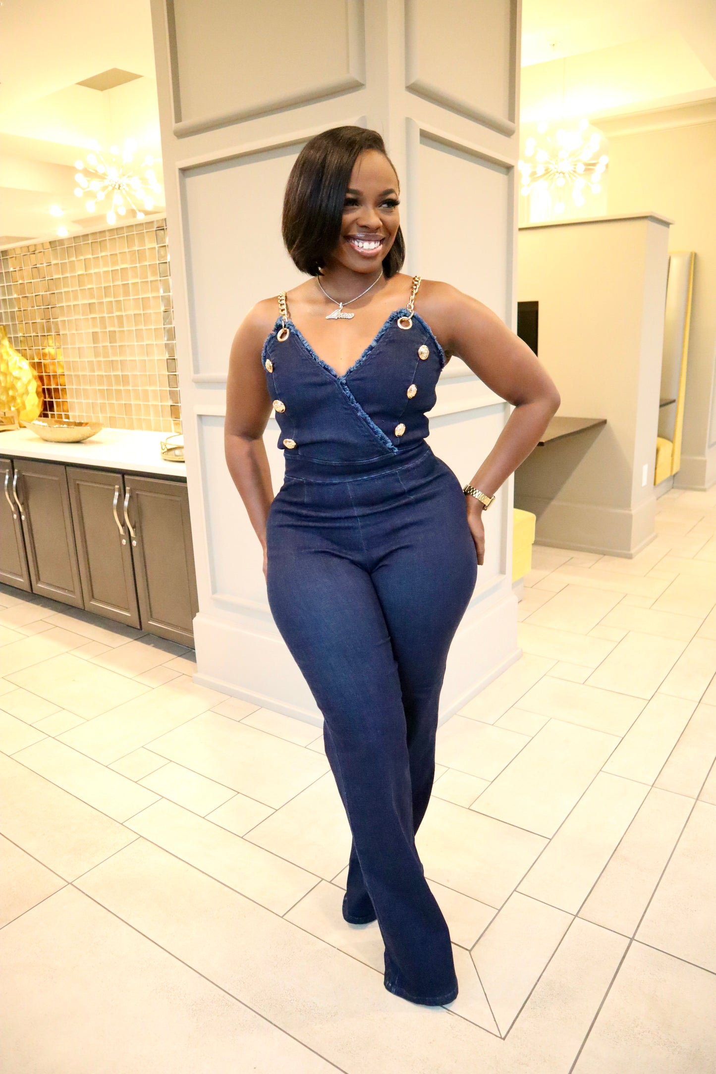 Hold it Down Denim Jumpsuit