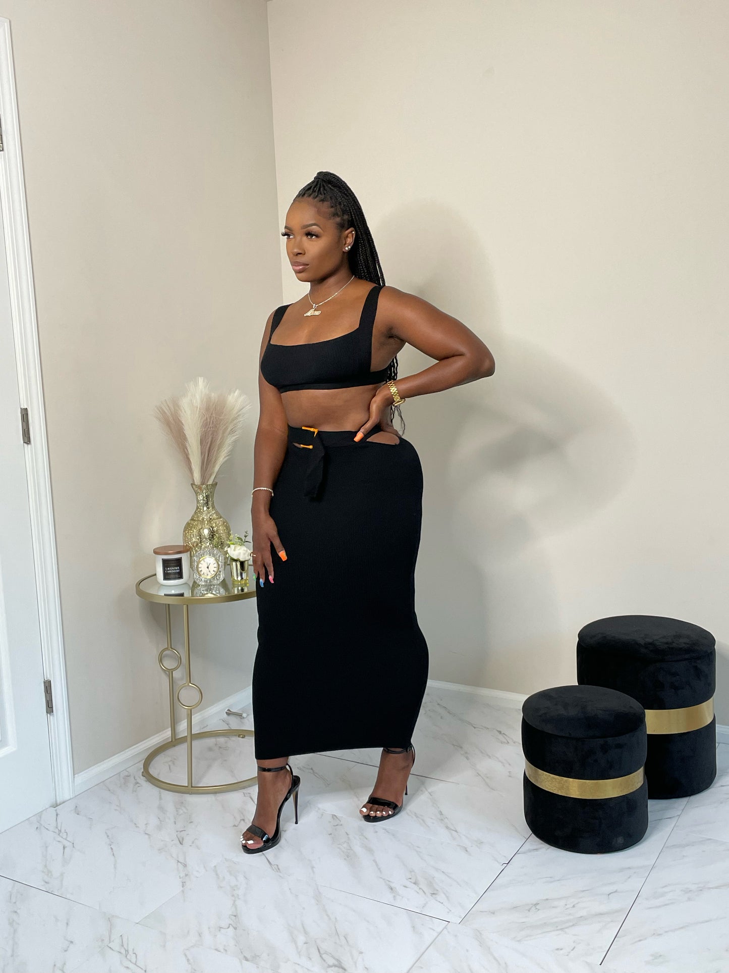 Black Summer Skirt Set